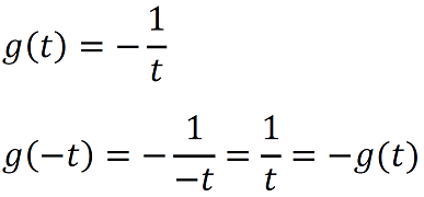 g (t) = - 1 / t, g (-t) = - 1 / (- t) = 1 / t = -g (t)