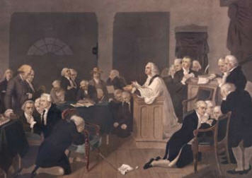 Pintura de la Primera Oración en el Congreso Continental de 1774