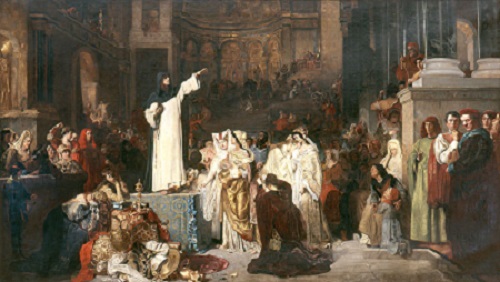 Pintura de Savonarola predicando