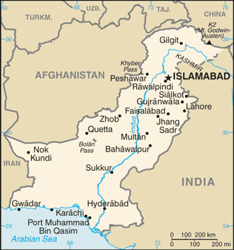 Mapa, de, pakistán