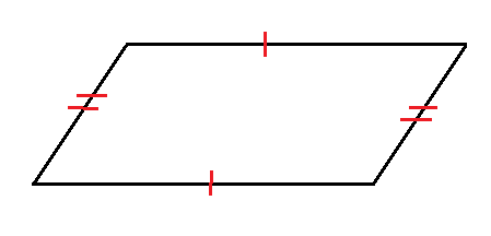 Paralelogramo con lados congruentes indicados