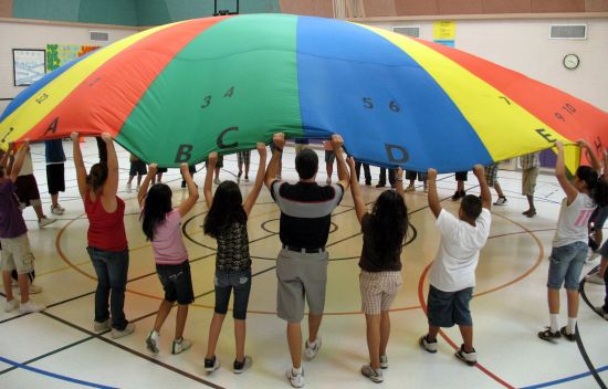 estudiantes, clase de gimnasia