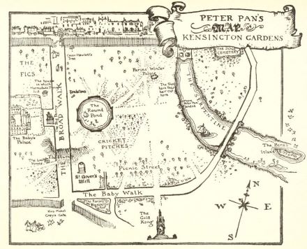 Mapa Peter Pan de los jardines de Kensington