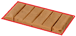 exterior rectangular de la barra de chocolate