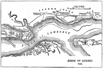 Mapa de Quebec en 1759