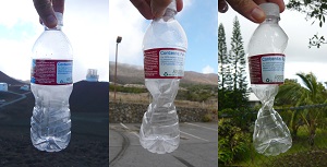 efectos de la presión del aire en la botella de agua