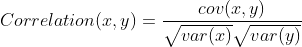la ecuación para calcular la correlación