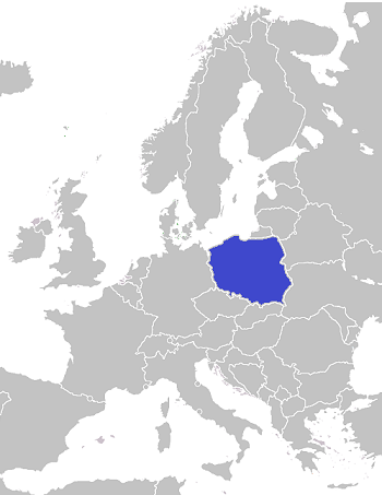 Mapa de Europa con Polonia resaltada