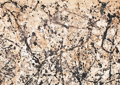 Pintura de goteo negro sobre lienzo.