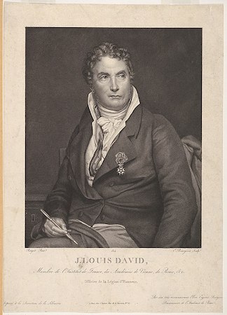 Grabado en blanco y negro del artista Jacques Louis David