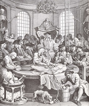 Hogarth pintando La recompensa de la crueldad