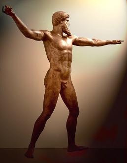 Escultura de Poseidón, en el Louvre, en París. Probablemente hubo una vez un tridente en su mano derecha.