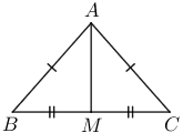 Un diagrama con triángulos ABM y AMC