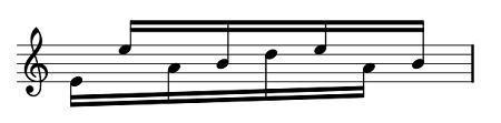 Una línea negra sobre un diagrama blanco que muestra una barra de notación musical simple.