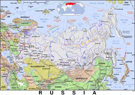 Un mapa de Rusia.