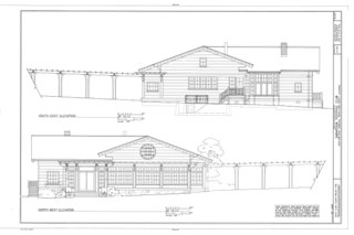 Dibujo arquitectónico realizado por Julia Morgan del frente del Saratoga Foothill Club
