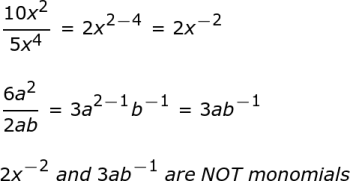 Ejemplos de división no monomial