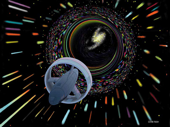 nave espacial a través de un agujero de gusano