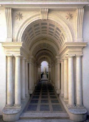 Imagen del Palacio Spada y su pasillo en perspectiva forzada