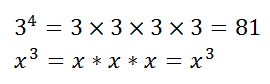 ejemplos de potencia de superíndice