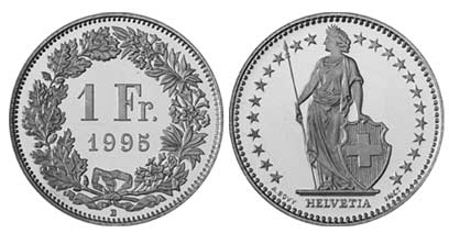 Imagen de las dos caras de la moneda de 1 franco.