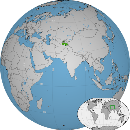 El mapa mundial muestra a Tayikistán en Asia Central