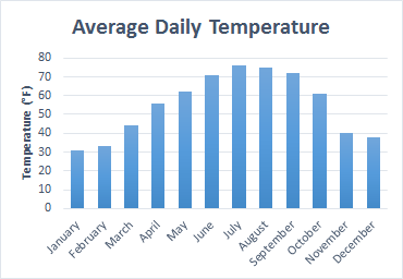 gráfico de barras de la temperatura media diaria