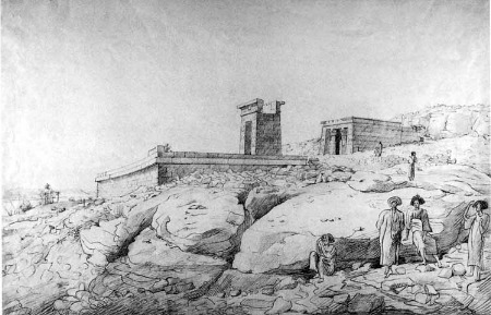 Bosquejo histórico del templo que se sienta en un afloramiento rocoso que pasa por alto el río Nilo