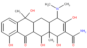 La estructura de la tetraciclina.
