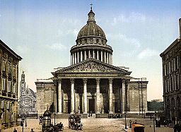El Panteón de París con columnas y arcos.