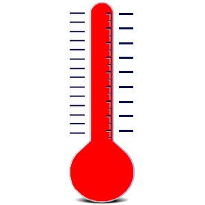 Un termómetro que muestra temperaturas de -30 a 60 grados.
