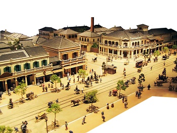 Modelo del distrito de Ginza en la década de 1870