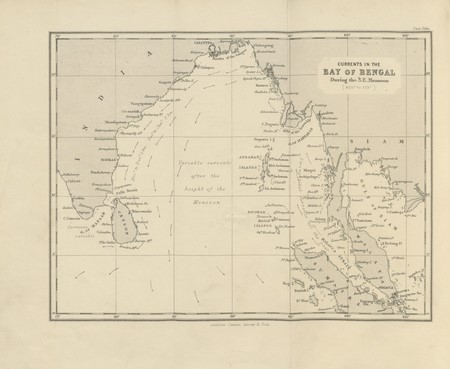 Un mapa fechado de la Bahía de Bengala.