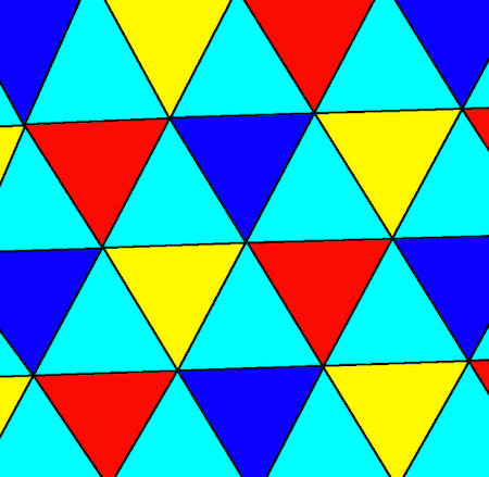 Imagen digital en color de un mosaico que presenta triángulos.
