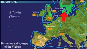 Mapa del territorio vikingo del norte de Europa