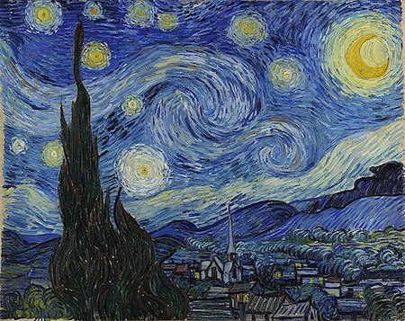 Escaneo en color del cuadro La noche estrellada