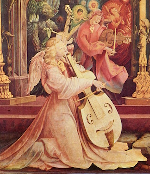 Pintura de un ángel tocando la viola del altar de Eisenheimer