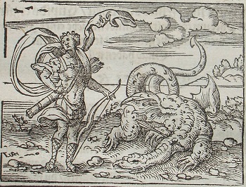 Apolo luchando contra Pytho en Delfos