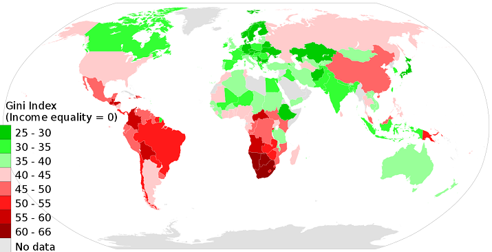 Desigualdad de riqueza en todo el mundo