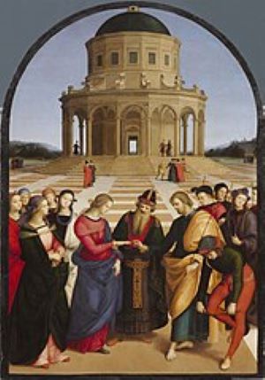Pintura de la Virgen María casada con José en la Italia del Renacimiento