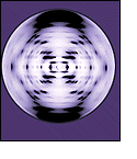 Fotografía en blanco y negro de una imagen de difracción de rayos X del ADN.