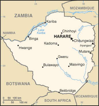 Mapa de Zimbabwe