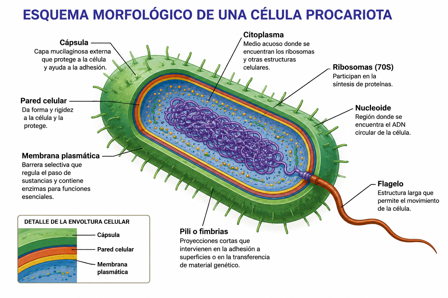 Célula procariota y sus partes