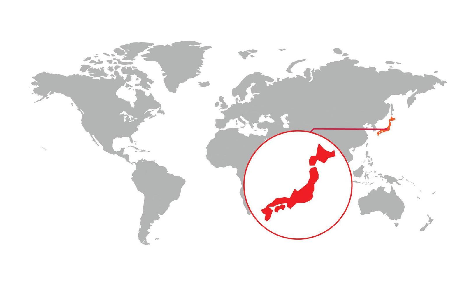 Mapa con la ubicación de Japón (Color rojo)