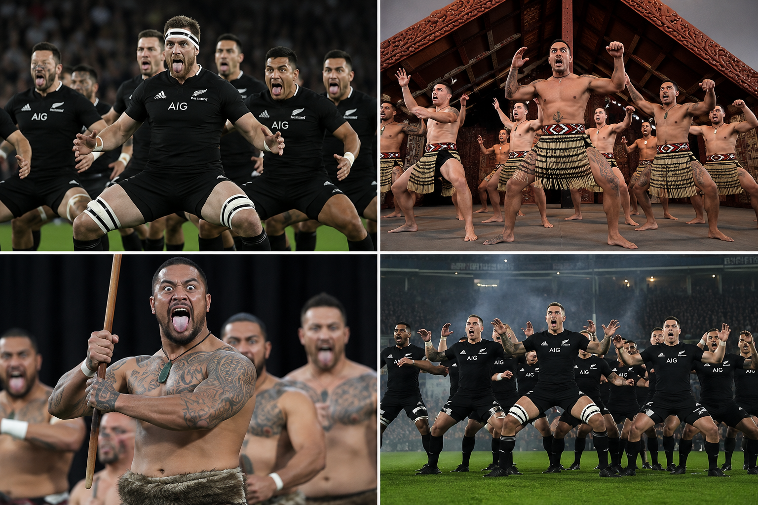 El Haka una danza de guerra típica de Nueva Zelanda.