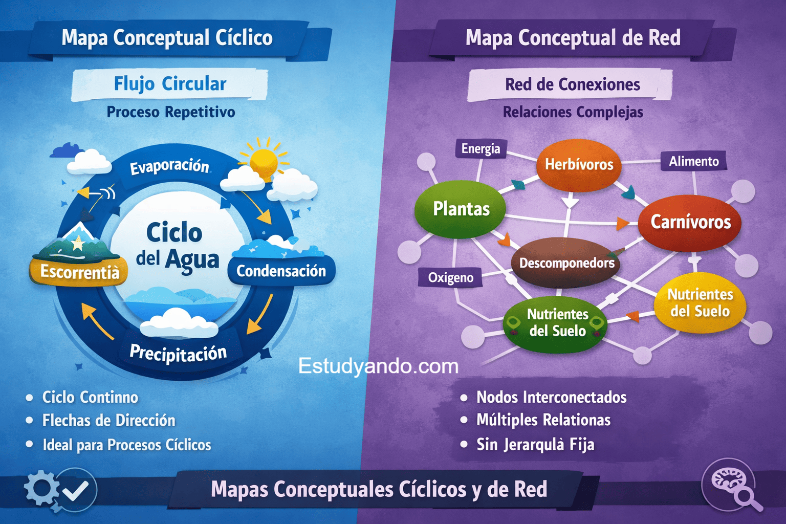Ejemplo de mapa conceptual cíclico y de red