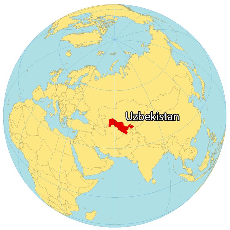 Ubicación en el mapa de Uzbekistán