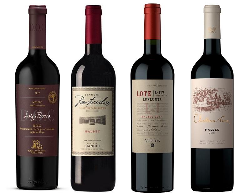 Botellas de vino de diferentes marcas
