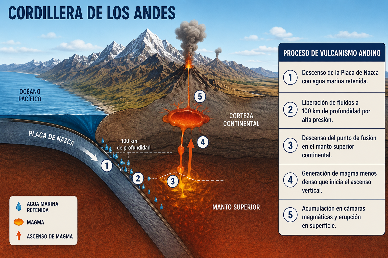 proceso de vulcanismo de la cordillera de los andes