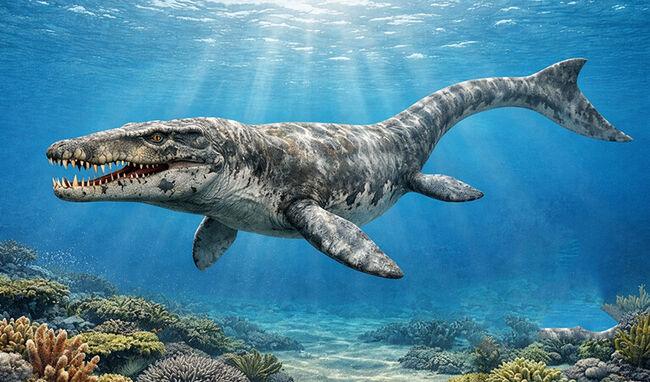 El Mosasaurus fue un enorme reptil marino que vivió al final del período Cretácico, hace aproximadamente 70 a 66 millones de años. Era uno de los principales depredadores de los océanos, comparable a los grandes tiburones actuales.
